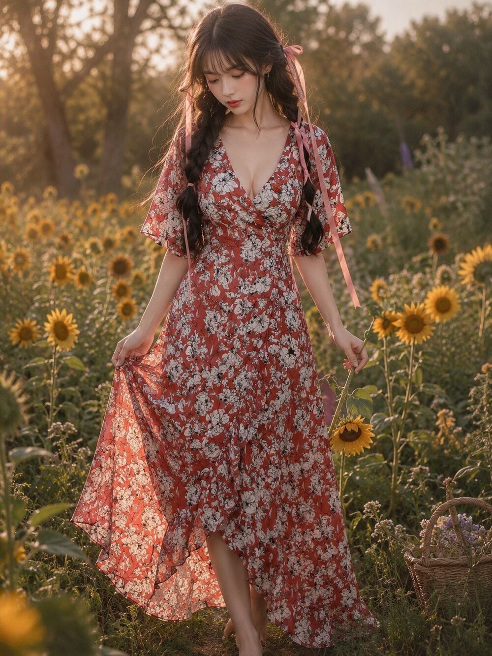 Roolee Sunset Blooms & Desert Daydreams storybook romance Wrap Maxi Dress